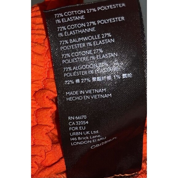 Anthropologie Shirt Doleman Sleeve Smocked Cuffs & Waist Orange Women’s Size M - Picture 4 of 8